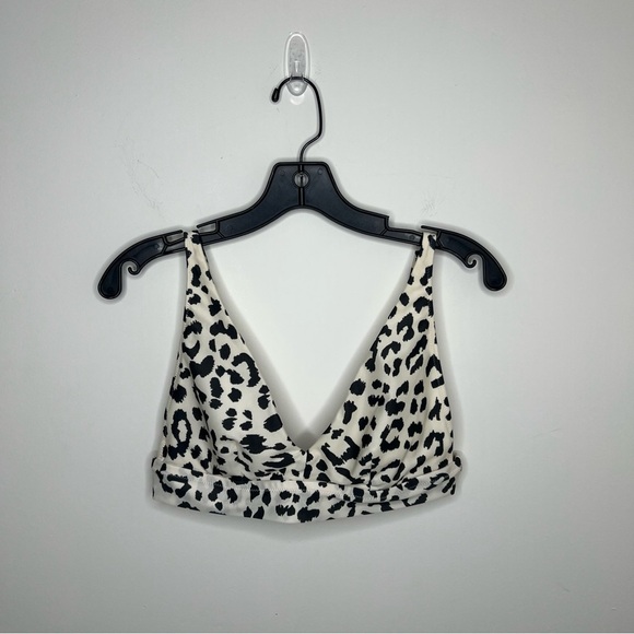 aerie Other - AE Aerie Scoop Bikini Top Size Medium White Black Leopard Print